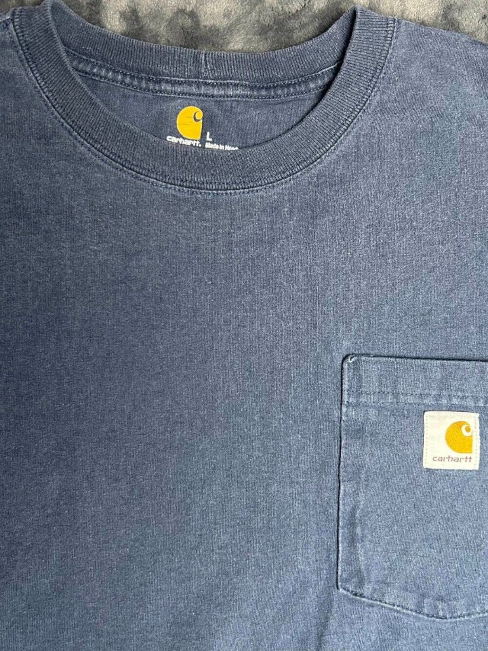 Carhartt K87-Nvy Original Fit Pocket T-Shirt L Faded Navy Blue